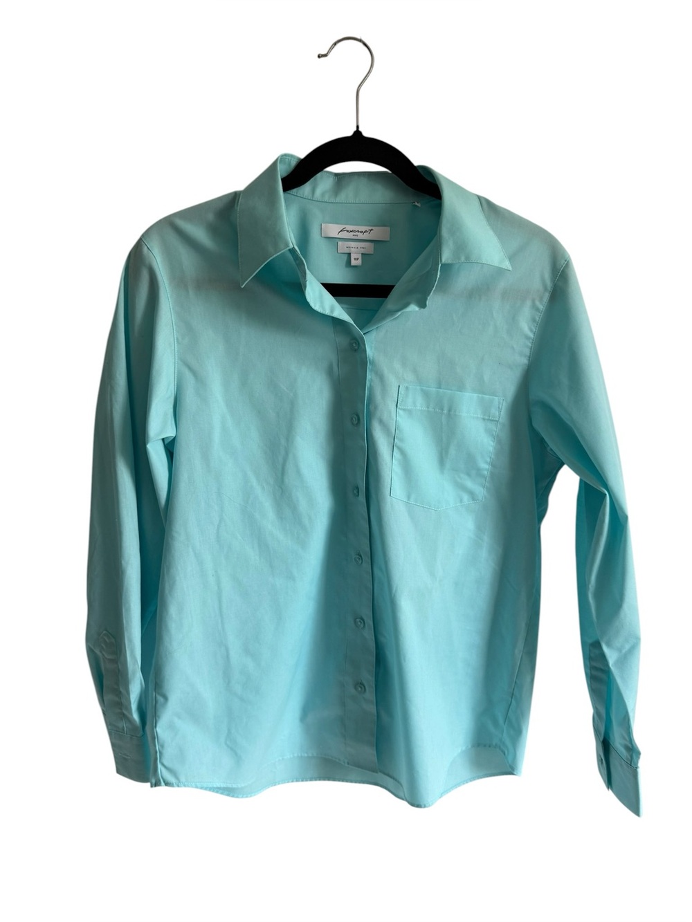 NYC Foxcroft Light Aqua Shirt Size 10 Petite